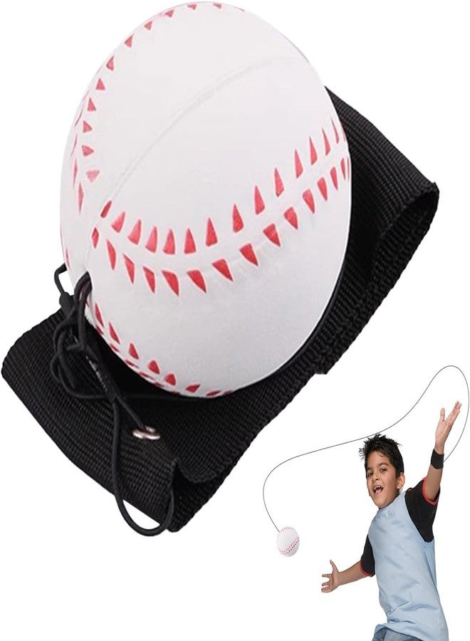 Junfamilee White Wrist Return Ball Rubber Sport Ball with Wrist Strap and String | Rebound Sports Bouncy, Wrist Rebound Toy on Elastic String Toy for Teens Adults Exercise Play - Image 1