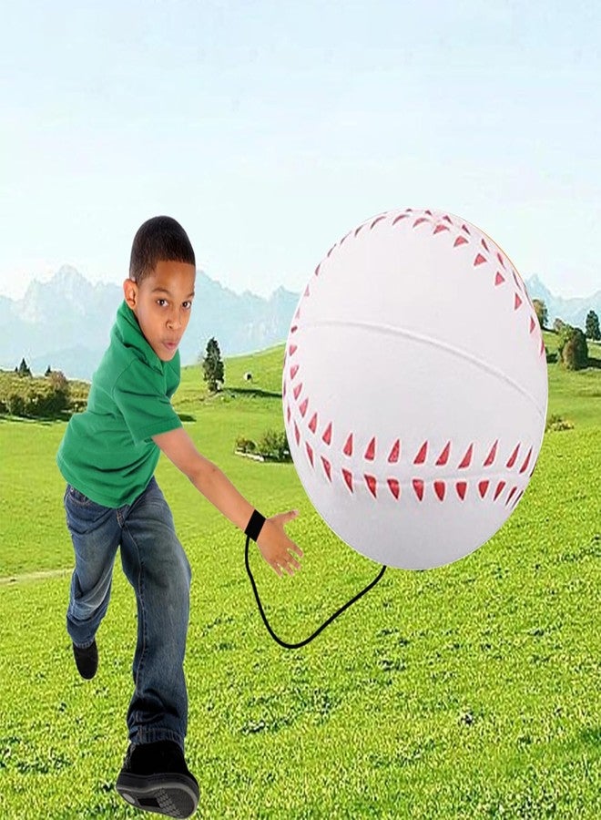 Junfamilee White Wrist Return Ball Rubber Sport Ball with Wrist Strap and String | Rebound Sports Bouncy, Wrist Rebound Toy on Elastic String Toy for Teens Adults Exercise Play - Image 4