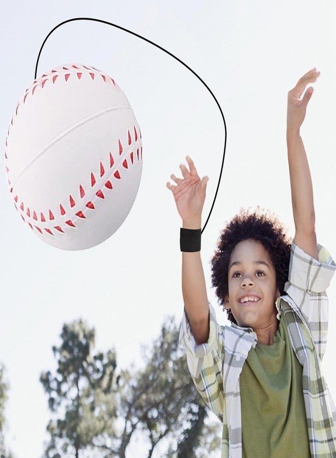 Junfamilee White Wrist Return Ball Rubber Sport Ball with Wrist Strap and String | Rebound Sports Bouncy, Wrist Rebound Toy on Elastic String Toy for Teens Adults Exercise Play - Image 3