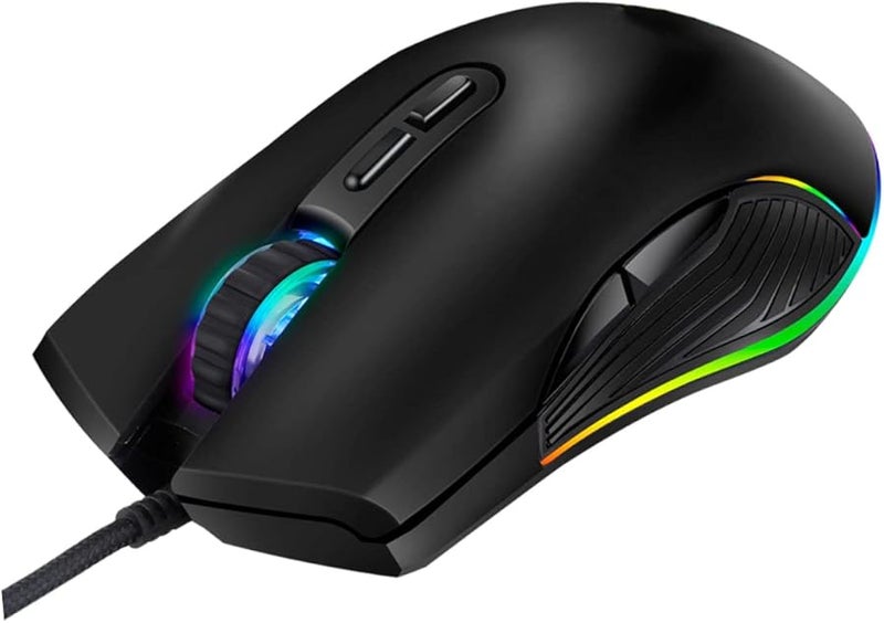 ماوس ألعاب مريح بـ7 أزرار مع إضاءة خلفية RGB ودقة 2400 نقطة في البوصة وقبضة مريحة لأجهزة الكمبيوتر المحمولة والكمبيوتر الشخصي - Image 1