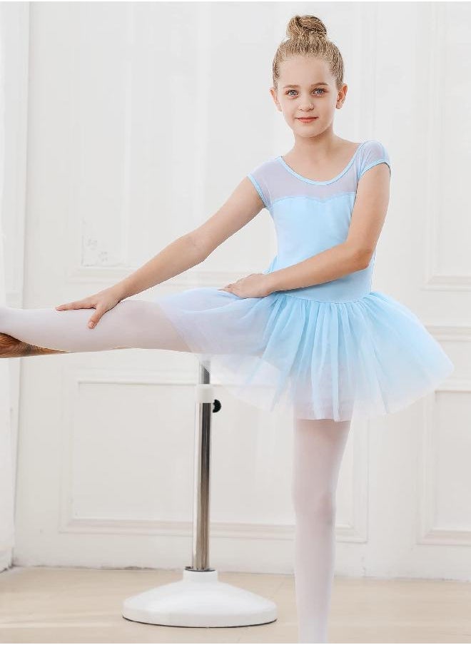 Stelle Stelle Girls Ballet Leotards Dance Tutu Skirt Dress Outfit (Toddler/Little Kid/Big Kid) (Blue (Mesh cap sleeve), 5T)  - Image 2