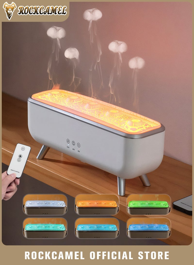 ROCKCAMEL مُرطب عطور بتصميم خيال علمي، بشكل قنديل البحر الجذاب، مع مزامنة موسيقية وإضاءة LED 7 ألوان، مؤقت، منتشر عطور قنديل البحر للمنزل والمكتب والسيارة - Image 1