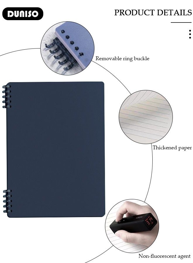 DUNISO A5 Binder Cover Notebook,Refillable Notebook Round Ring Binder with Stretch Buckle and Horizontal Core 60 Pieces, Waterproof and Durable Notebook Protector for School Home Office - Image 2