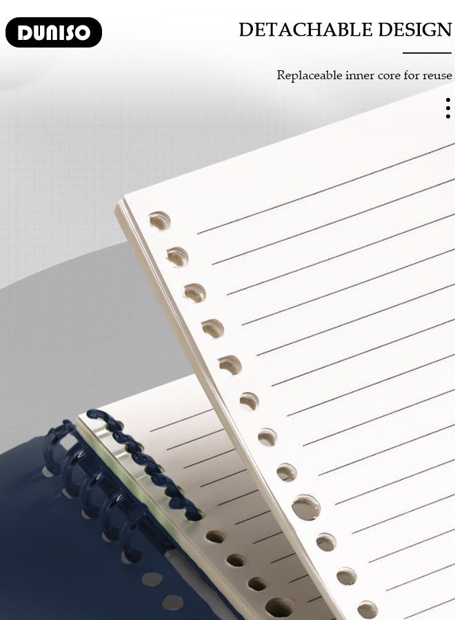 DUNISO A5 Binder Cover Notebook,Refillable Notebook Round Ring Binder with Stretch Buckle and Horizontal Core 60 Pieces, Waterproof and Durable Notebook Protector for School Home Office - Image 5