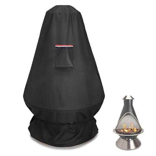 Alickwang CHC601 Chimenea Propane Fire Pit Heater CoverHeavy Duty 600D Waterproof Cover Compatible with COH600 Chimenea Propane Fire Pit31D x 31W x 48HBlack - Image 1