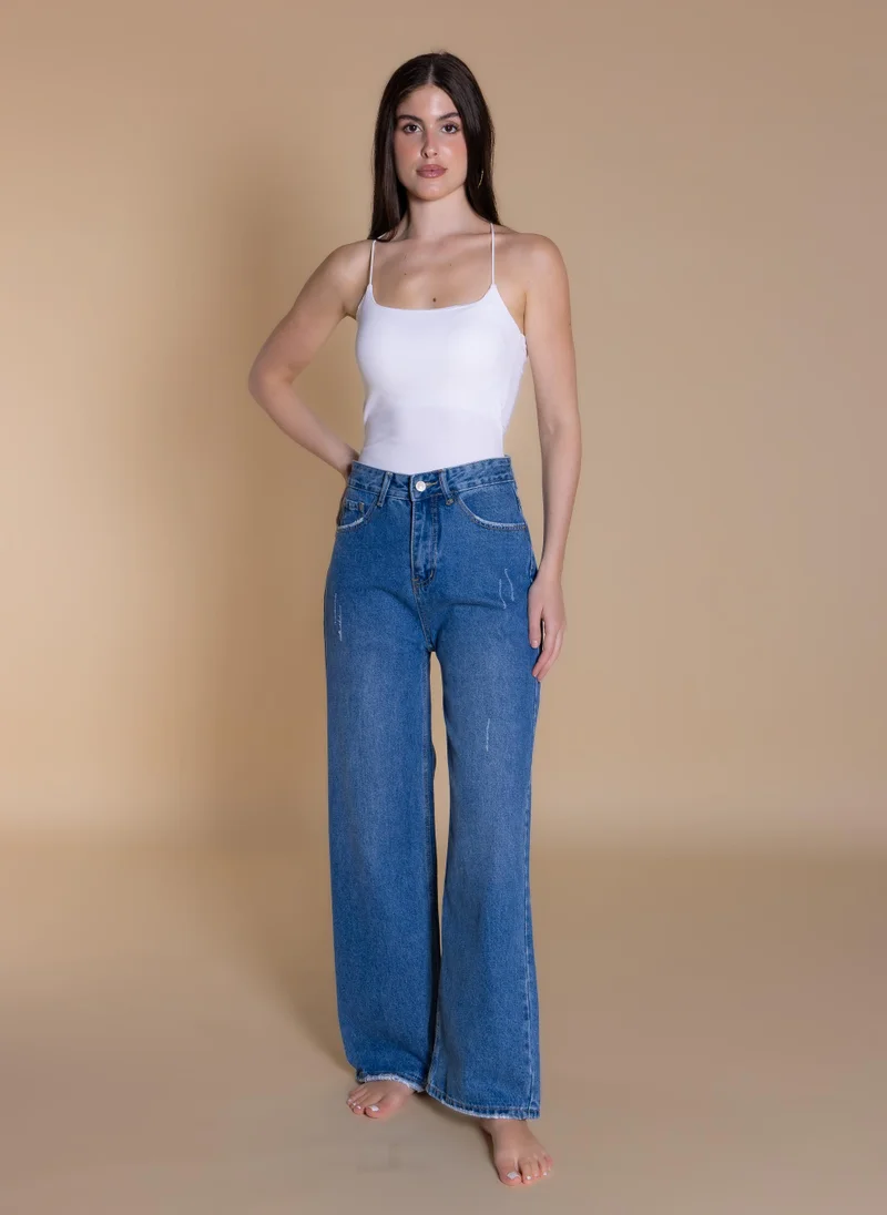 شايبس DETAILED WIDE-LEG JEANS