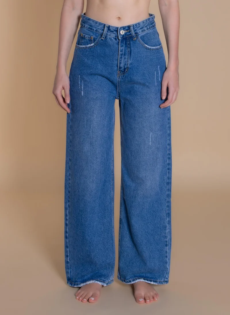 شايبس DETAILED WIDE-LEG JEANS