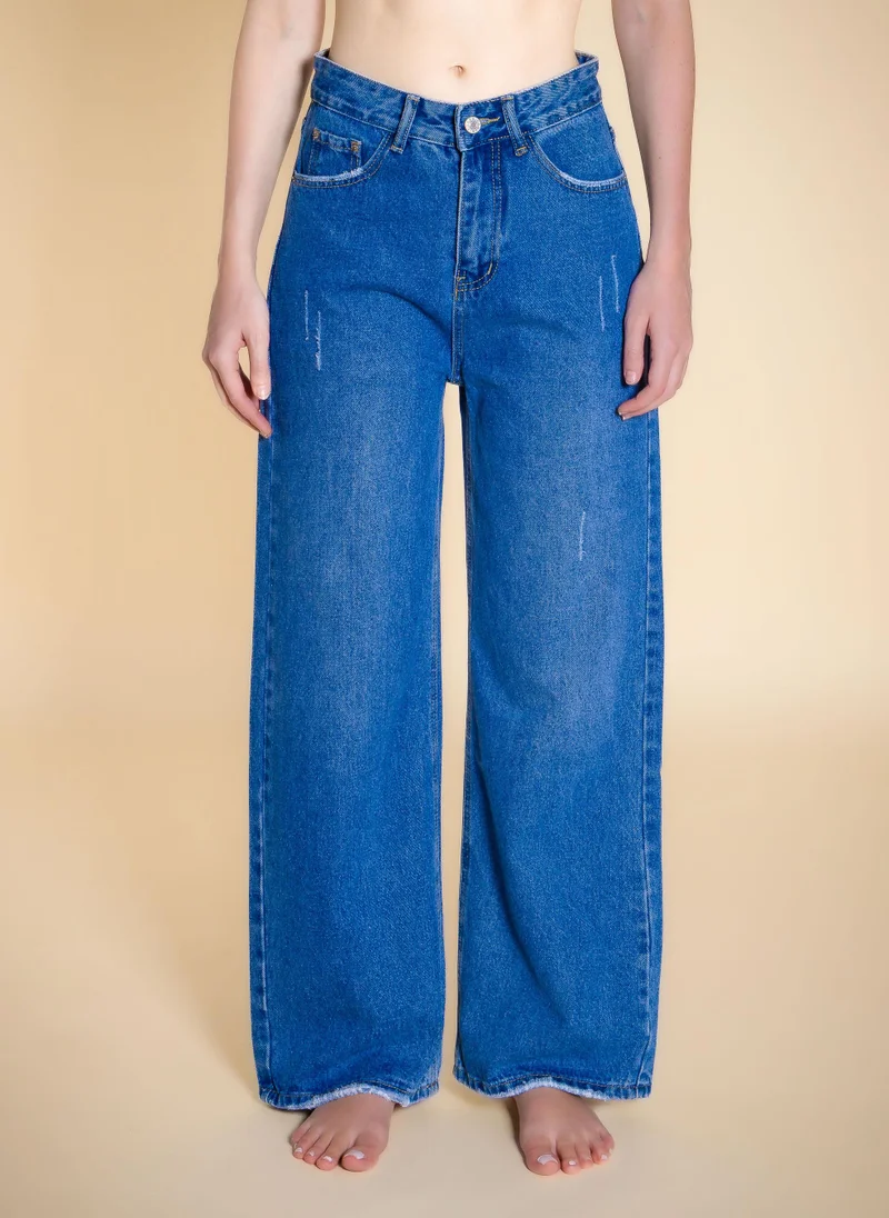 شايبس DETAILED WIDE-LEG JEANS
