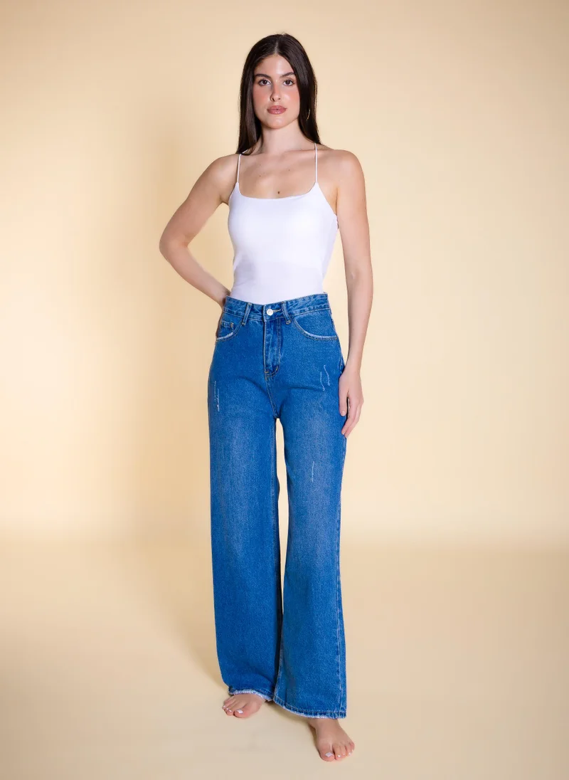 شايبس DETAILED WIDE-LEG JEANS