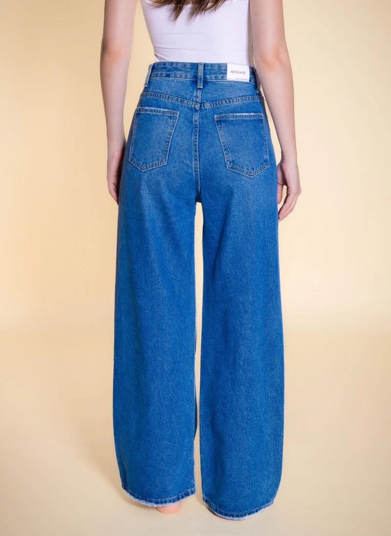 Shapes Blue DETAILED WIDE-LEG JEANS for Women | Best Price UAE