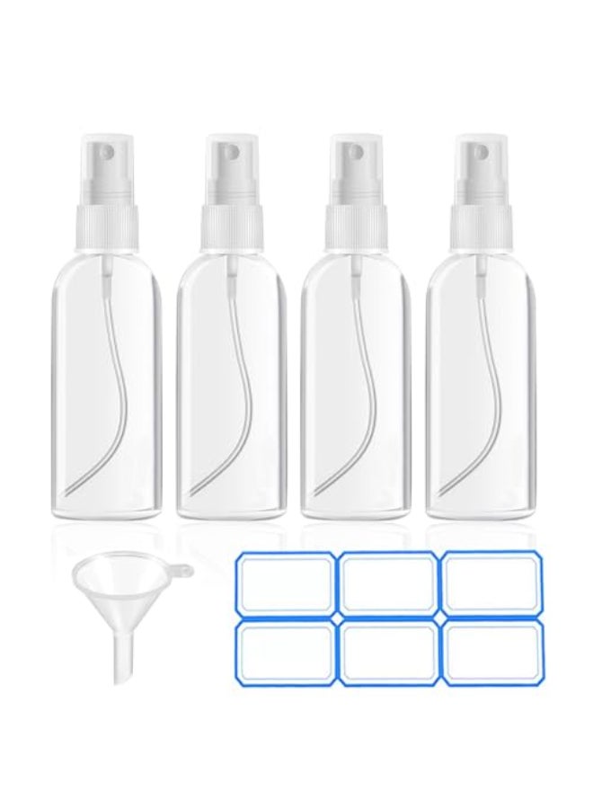 DTDNZKN 4 Pack 2 Oz 50ml Mini Spray Bottles Clear Travel Size Spray Bottles Leak Proof with Funnels and Labels - Image 1