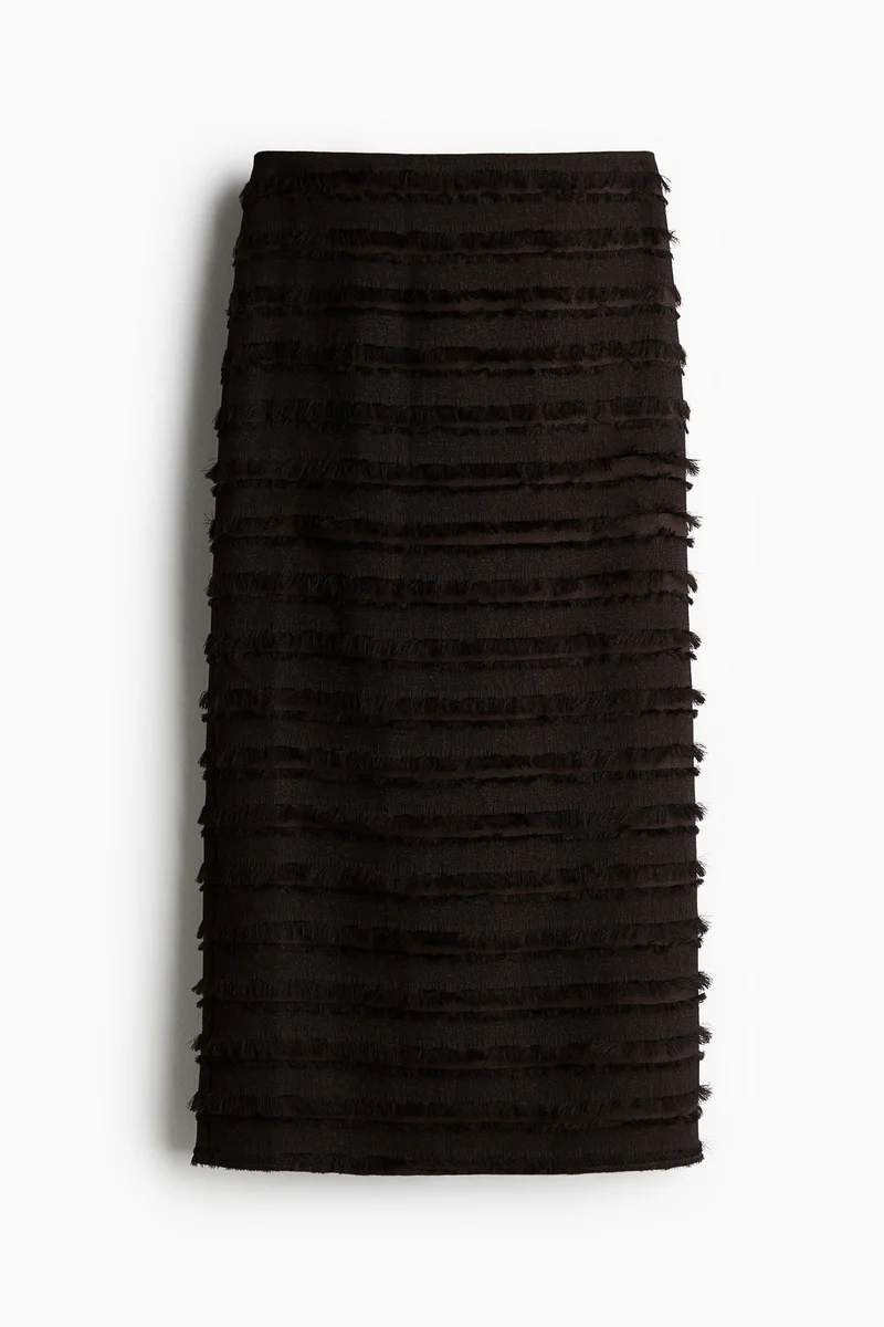 H&M Fringe-trimmed midi skirt