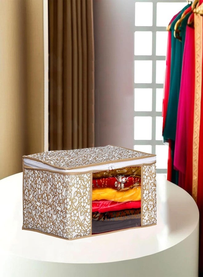 Shaping Fabric Saree Cover Set of 01 Non-Woven Fabric Clothes Organiser for Wardrobe with Transparent Window & Double Zip Clothes Storage Bag, Garment Cover SF_XL_SC_CC_XPID1598426731599038 - Image 1