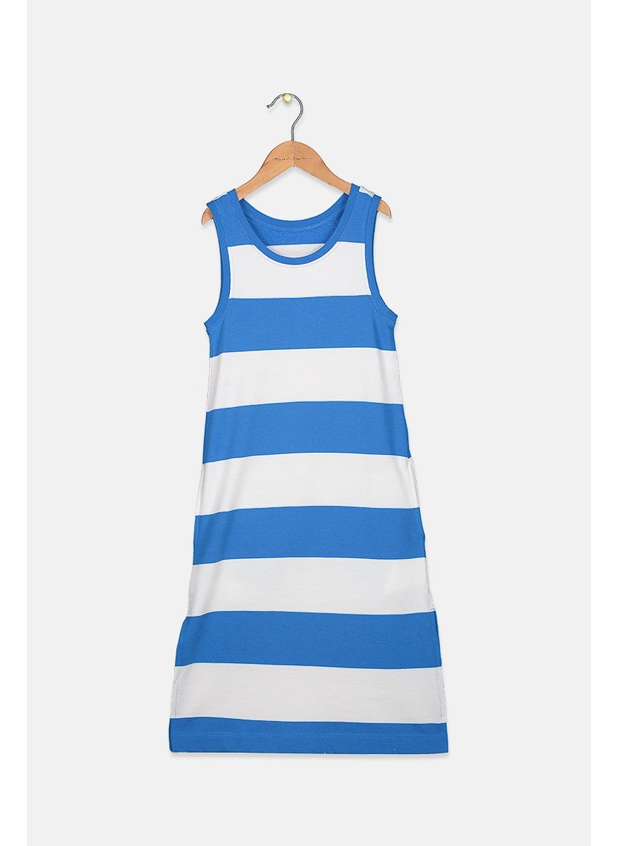 Tchibo - Kids Girls Sleeveless Stripes Dress, Light Blue and White - Image 1