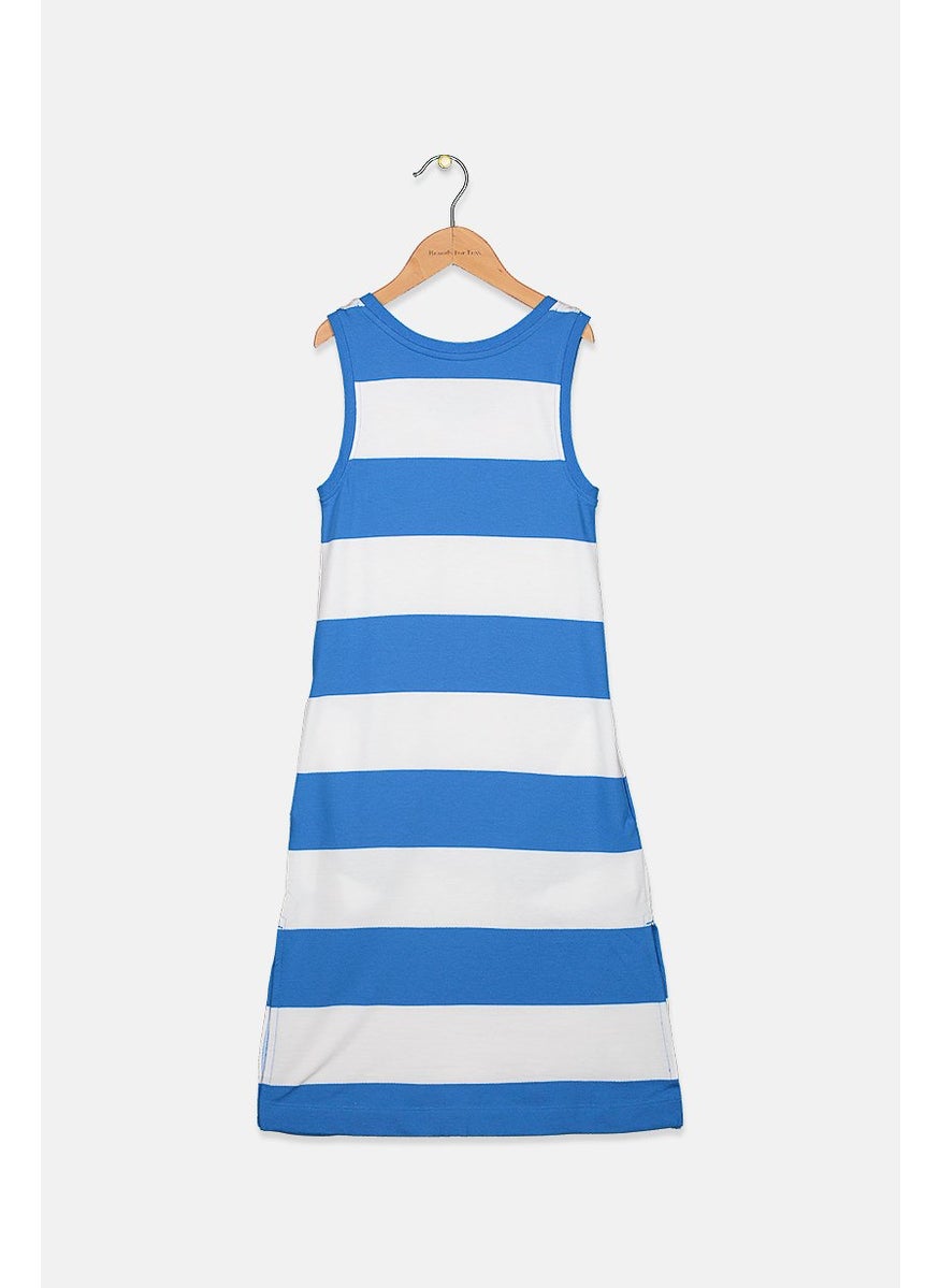 Tchibo - Kids Girls Sleeveless Stripes Dress, Light Blue and White - Image 1
