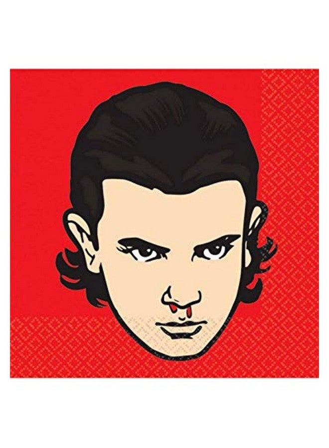 Amscan Stranger Things Design Beverage Paper Napkins 5" X 5" ; Black/Red ; Pack Of 16 - Image 2