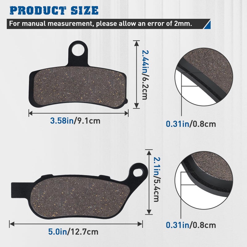 Sollon Front and Rear Brake Pads for HD Fatboy, Heritage Softail Classic, Dyna Wide Glide, Super Glide, Standard, Low Rider, Street Bob, Rocker C, Night Train, Custom - Image 3