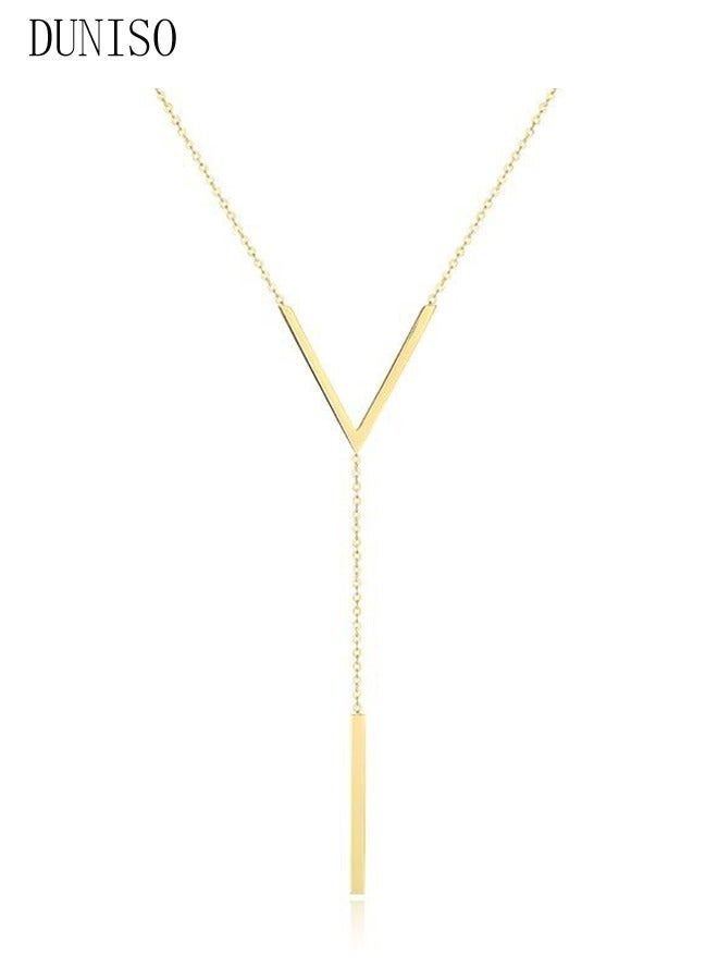 DUNISO V-Shaped Pendant Necklace For Women and Girls Trendy Fashion Accessories with a Unique Minimalist Vibe Fashion Jewelry Dress Accessories - Image 4