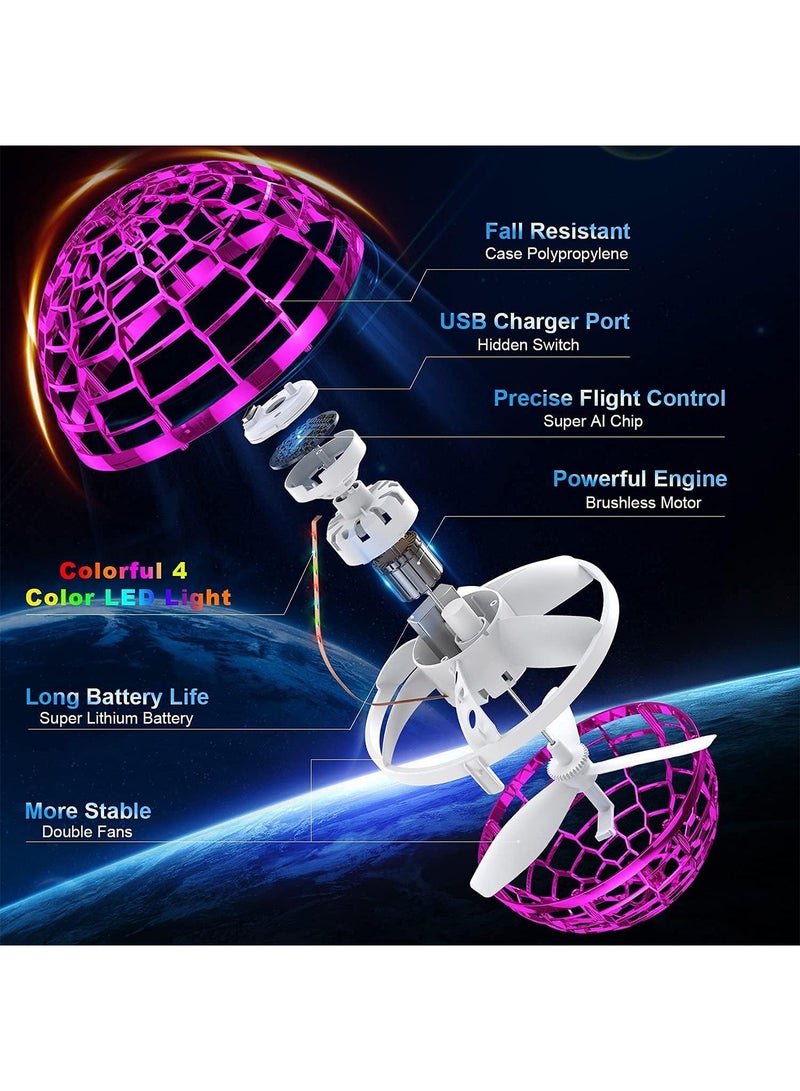 ألعاب الكرة الطائرة، طائرة بدون طيار صغيرة مدمجة بإضاءة LED، تدور بزاوية 360 درجة، يتم التحكم بها يدويًا، كرة بوميرانج طائرة - Image 4