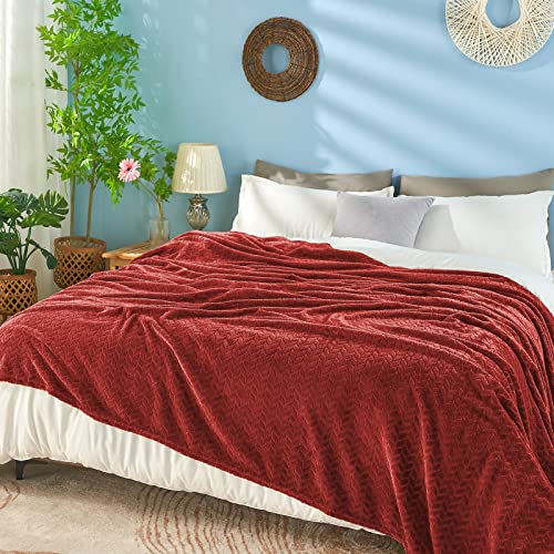 inhand Fleece Throw Blanket, Super Soft Fuzzy Blanket for Couch Sofa Bed Office, Cozy Plush Fleece Blanket Throw Size, Washable Lightweight Flannel Blankets Throw for All Season(50”x60”,Burgundy) - Image 4