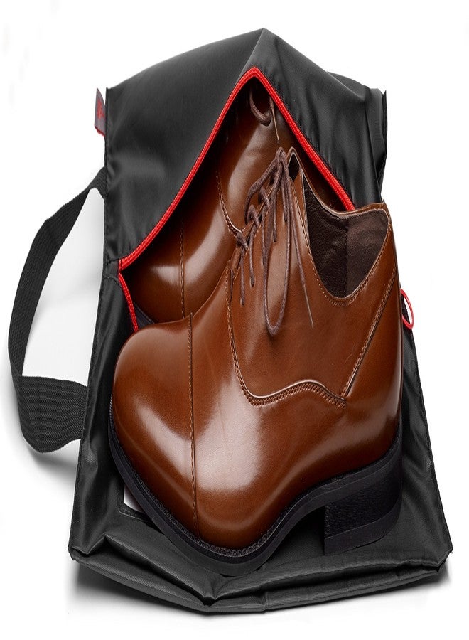 Tuff Guy Travel Shoe Bags with Drawstring and Center Divider (Black) -Set of 4 Soft Nylon Shoe Tote BagsTravel Shoe (18" x 14") (4 Pack (16"x12")) - Image 3