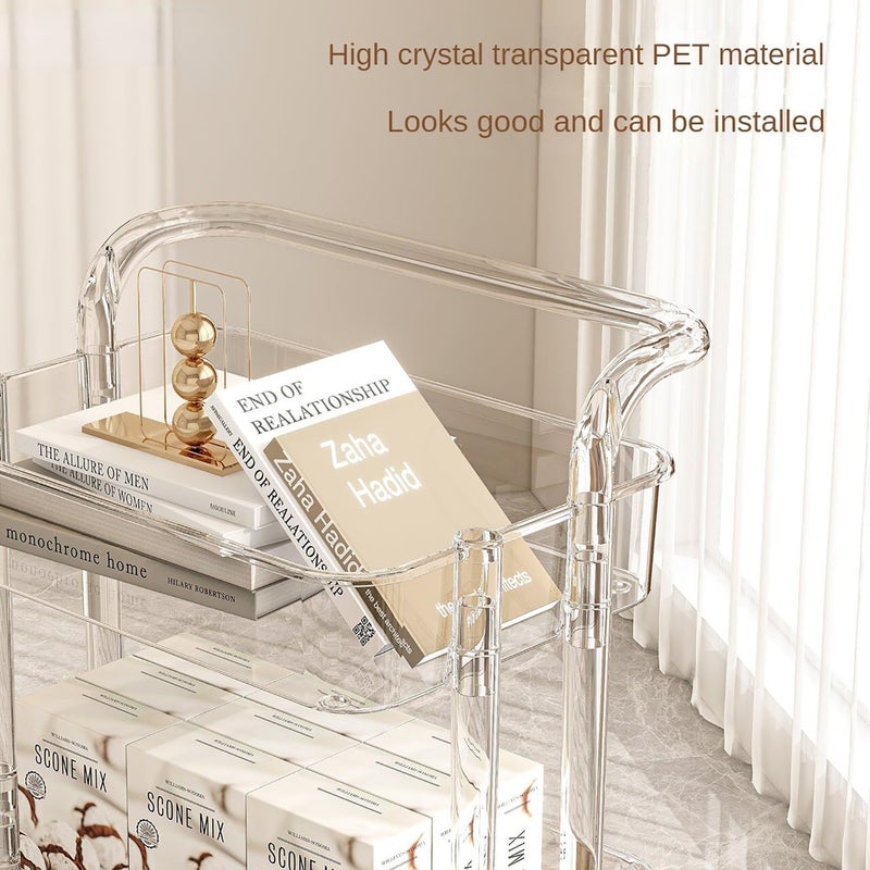 JILMAJ Transparent 4 Layer Trolley Acrylic Trolley Organiser Modern Trolley Racks Bathroom Stand Rack Vegetable Rack Fruit Storage Rack Multipurpose Acrylic Space Saver Storage Trolley - Image 4