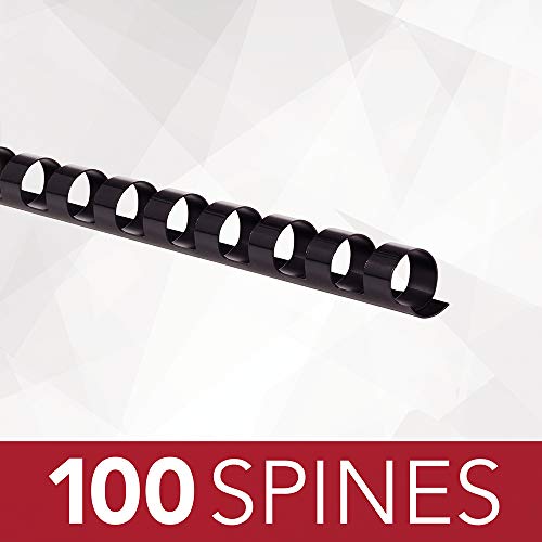 GBC Binding Spines / Spirals / Coils, 3/8" Diameter, 55 Sheet Capacity, CombBind, Black, 100 Pack (4000044) - Image 2