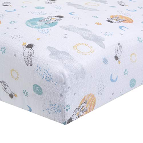 aden + anais aden anais Essentials Classic Crib Sheet 100 Cotton Muslin Super Soft Breathable Tailored Snug Fit Space ExplorersExplorers