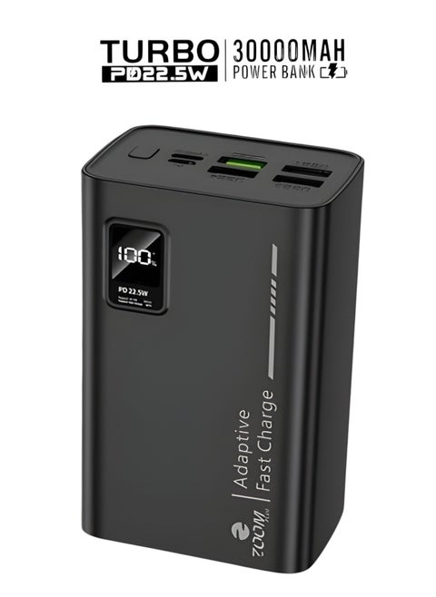 Zoom Plus ZP30B 22.5W 30000 mAh TURBO Adaptive Power Bank Black