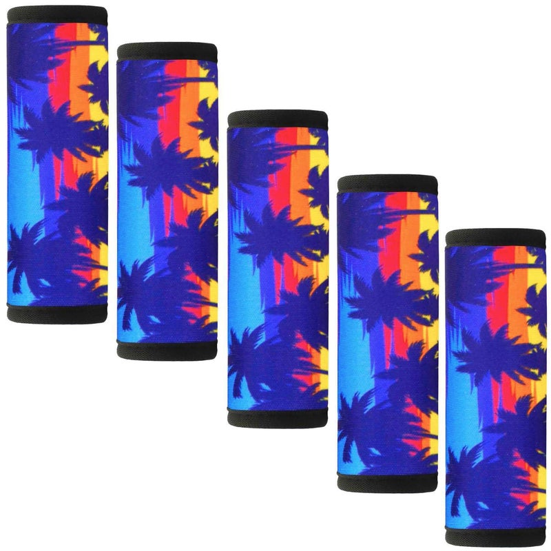 Gowraps 5 Pack Neoprene Luggage Handle Wraps Bright Luggage TagsIdentifiersMarkerGrips Travel Accessories for AirplaneFlyingLuggage Palm Tree