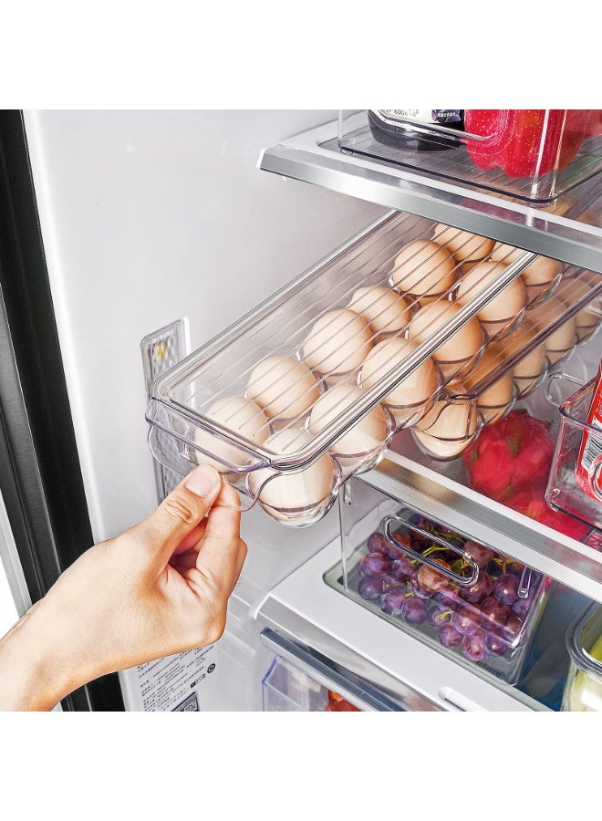 NXT BPA-Free Clear Plastic Egg Holder for Refrigerator - Holds 14 Eggs, Pack of 2 - Stackable Storage Container with Lid & Handle - Image 2