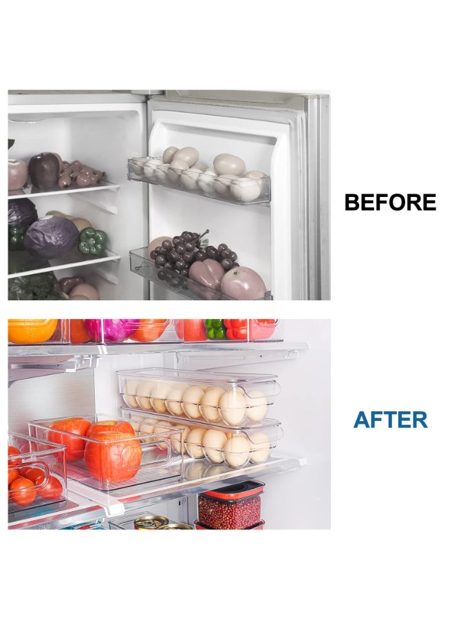 NXT BPA-Free Clear Plastic Egg Holder for Refrigerator - Holds 14 Eggs, Pack of 2 - Stackable Storage Container with Lid & Handle - Image 4