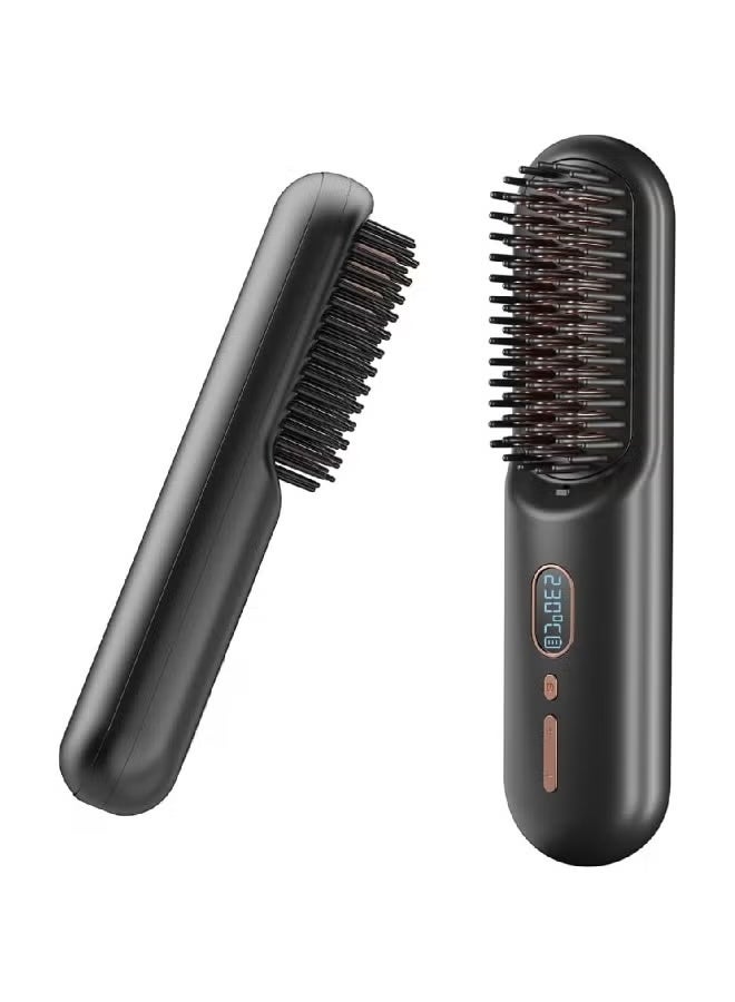 JAJEEK Portable Cordless Hair Straightener Brush 2-in-1 with Negative Ion Technology, USB Rechargeable Hot Comb with 12 Adjustable Temperature Levels, Fast Heating Anti-Scald Ceramic Design, 60-Minute Long-Lasting Battery for Smooth, Shiny & Frizz-Free Hair, Lightweight Travel-Friendly Styling Tool for All Hair Types - Image 1