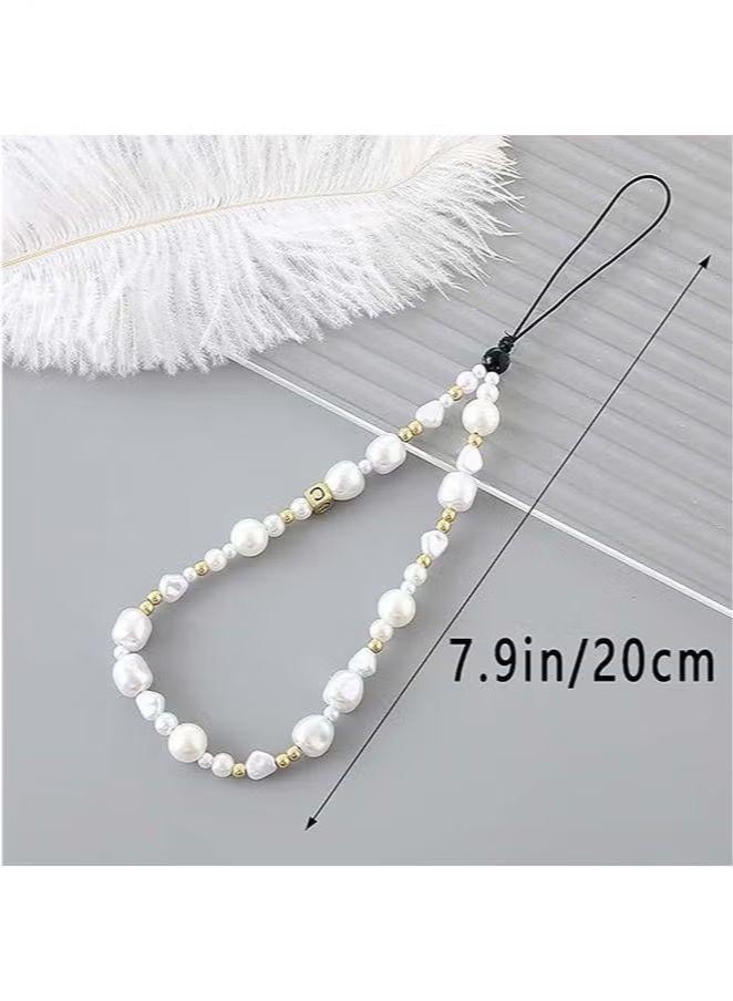 Phone Charm Phone Wrist Strap for Women Phone Chain Phone Lanyard Handmade Cell Phone Accessories for Women Classic Pearl - Image 2