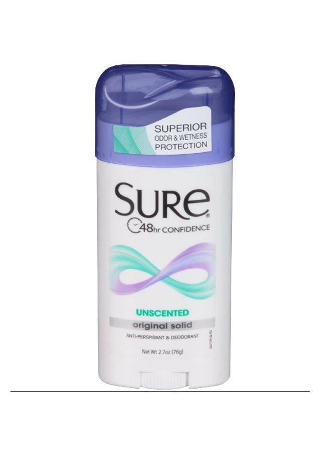 Sure Wide Anti-Perspirant Deodorant Original Solid Unscented 2.70 oz (Pack of 4)