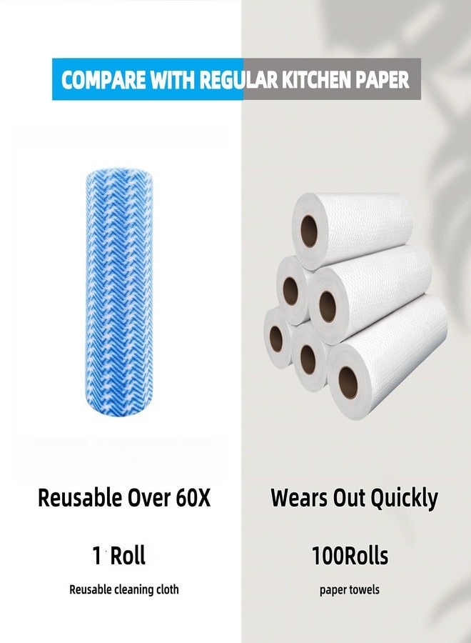 SUZZYVINE Reusable Dish Cloths Disposable Rags For Kitchen Reusable Kitchen Paper Towels All Purpose Cleaning Cloths Handi Wipes On Roll,2 Rolls of 200 Sheets（Blue） - Image 2