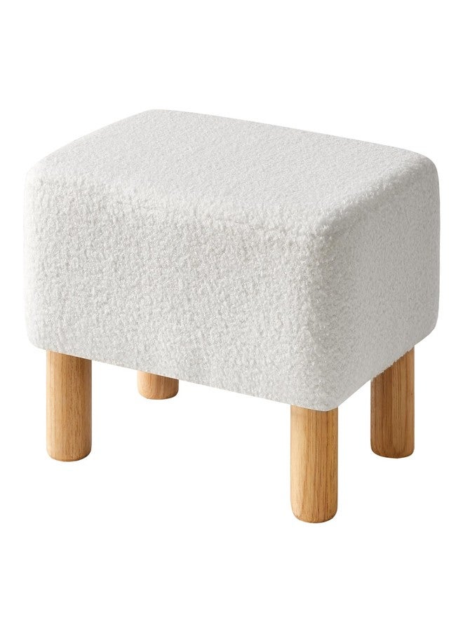 YMYNY Ottoman, Modern Footrest with Soft Padded Seat, Foot Stool with Wood Legs, Small Square Pouf Under Desk for Living Room Bedroom Office 15.74" D×11.41" W×9.84" H White UHBD030W - Image 1
