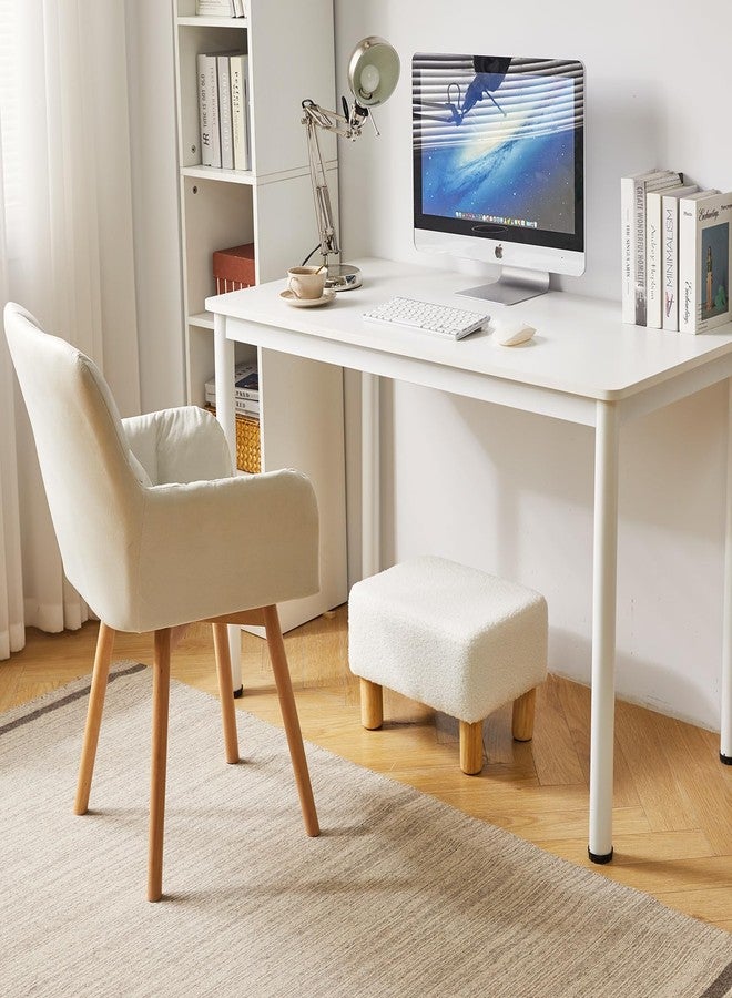YMYNY Ottoman, Modern Footrest with Soft Padded Seat, Foot Stool with Wood Legs, Small Square Pouf Under Desk for Living Room Bedroom Office 15.74" D×11.41" W×9.84" H White UHBD030W - Image 5
