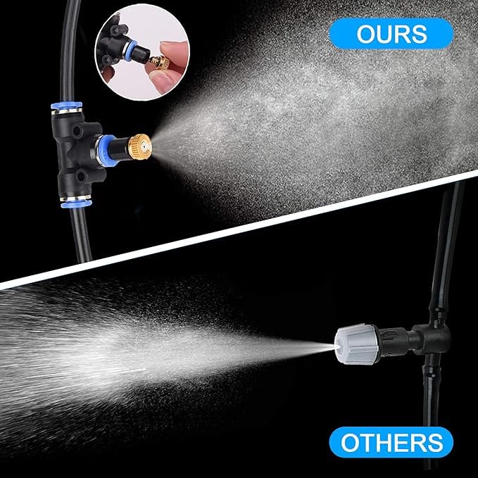 POCKET PANDA Mister Nozzle Replacement Kit, 10 Pcs Outside Brass Mist Nozzles & Tees for 1/4'' Hose, Outdoor Water Misting Cooling System Sprinkler Parts for Patio,Backyard,Garden,Greenhouse,Umbrella - Image 3