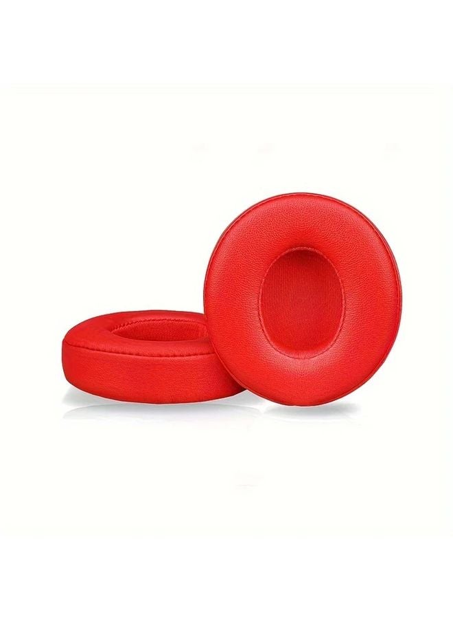 Red Replacement Ear Cushions for Beats Solo 2 3 Wireless Headphones Comfortable Protein Foam Earpads - Image 1