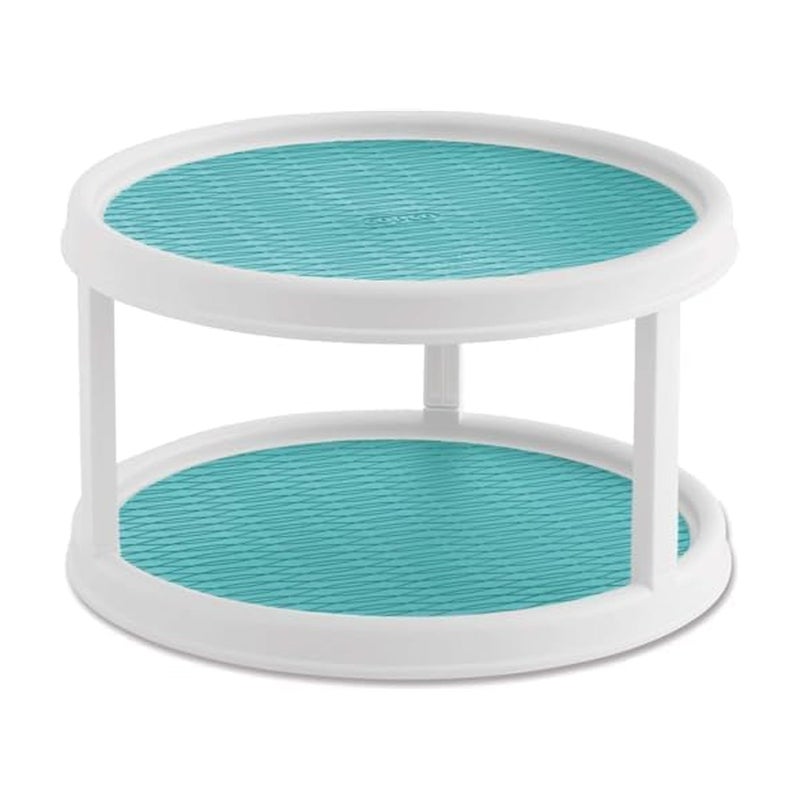 Copco Non-Skid 2 Tier Turntable, 12" - Ideal for Kitchen, Bathroom, Home Office, Laundry Room, Garage, Craft Room, Pantry - Smooth-Glide Lazy Susan Organizer with Nonskid Liner and Raised Rim - Image 1