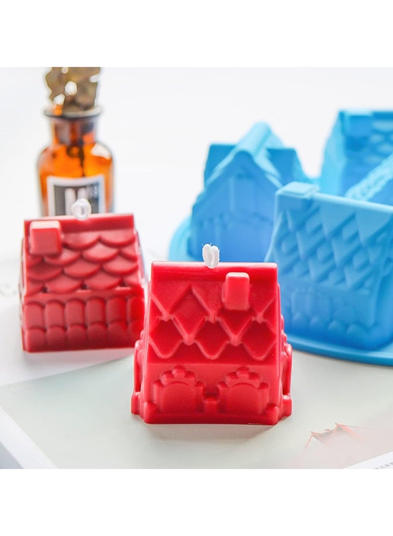 KASTWAVE DIY Candle Mold, Silicone Baking Mould, Silicone Soap Aromatherapy Candle Decoration Mold, House Model, Cake Chocolate Pudding Jelly Soap Muffin Trays, Blue - Image 3