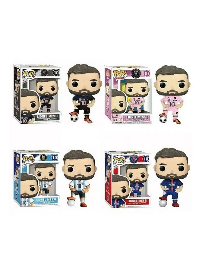 عام مجموعة مجسمات POP "Soccer Stars" التصميم الزخرفي 4 قطع مجموعة أطقم العمل لعيد ميلاد الأطفال، هدية تجميع ألعاب نموذجية مناسبة للمعجبين والأصدقاء