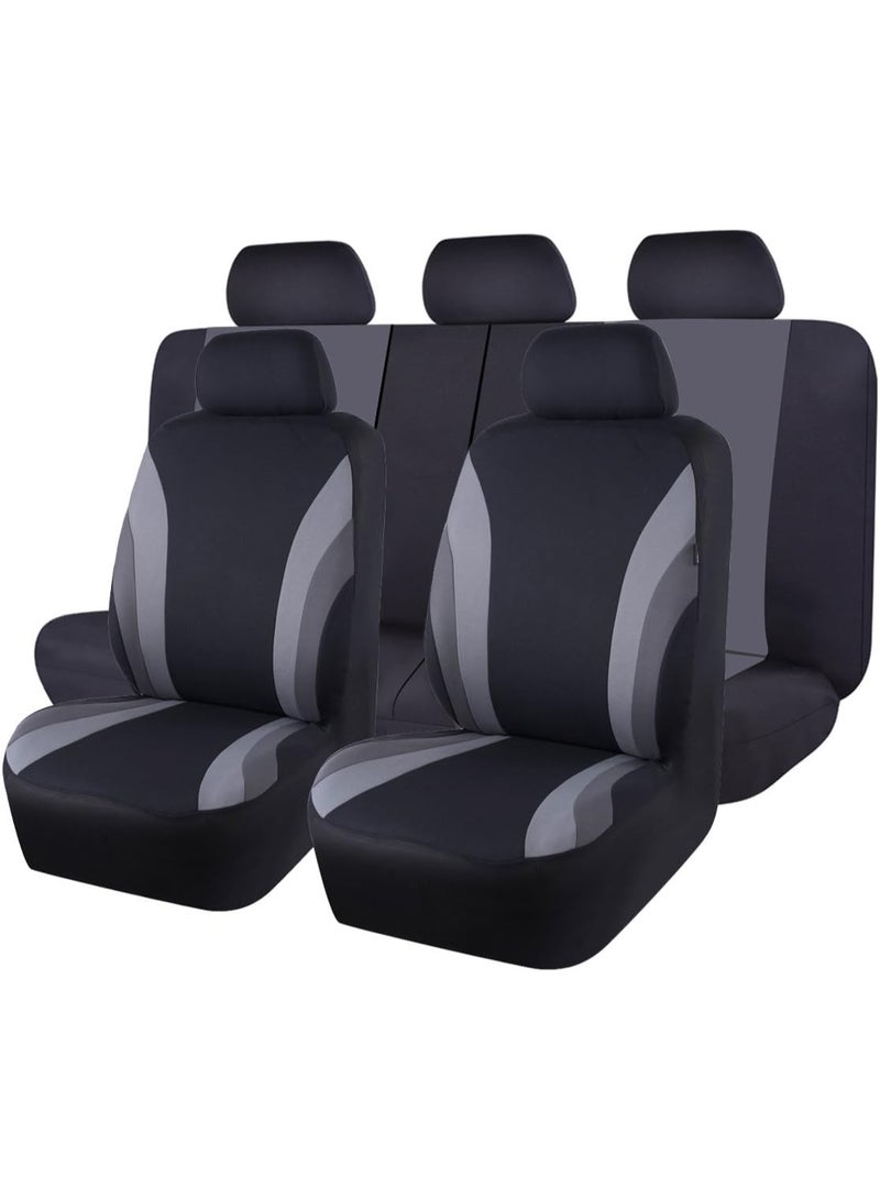BUANIERT Universal Fit Car Seat Cover -100% Breathable with 5mm Composite Sponge Inside(Full Set, Black and Gray) - Image 1