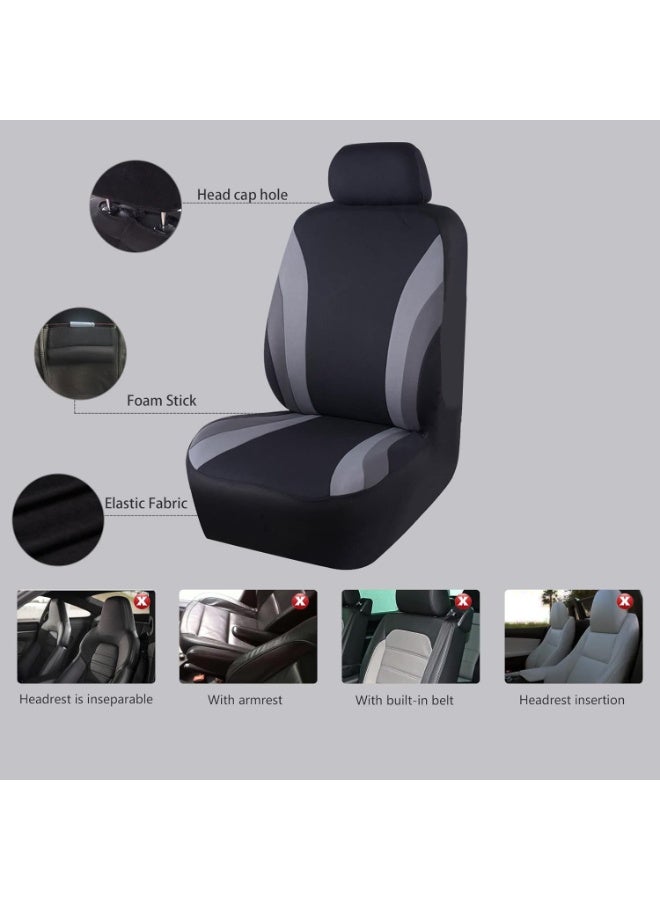 BUANIERT Universal Fit Car Seat Cover -100% Breathable with 5mm Composite Sponge Inside(Full Set, Black and Gray) - Image 4