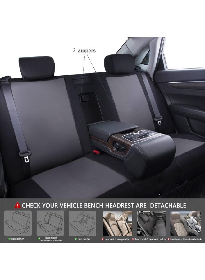 BUANIERT Universal Fit Car Seat Cover -100% Breathable with 5mm Composite Sponge Inside(Full Set, Black and Gray) - Image 5