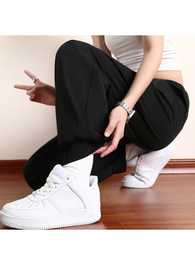 Ice Silk Fabric】summer Men's Ice Silk Pants, Korean Style Sports Pants, Stretchy Lightweight Versatile Casual Tapered Pants - Image 4