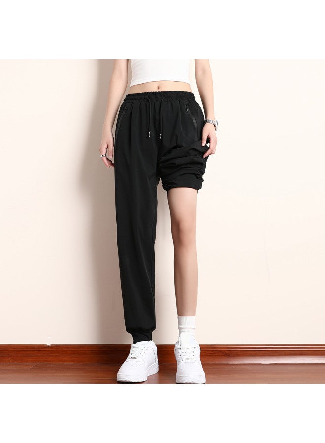 Ice Silk Fabric】summer Men's Ice Silk Pants, Korean Style Sports Pants, Stretchy Lightweight Versatile Casual Tapered Pants - Image 3