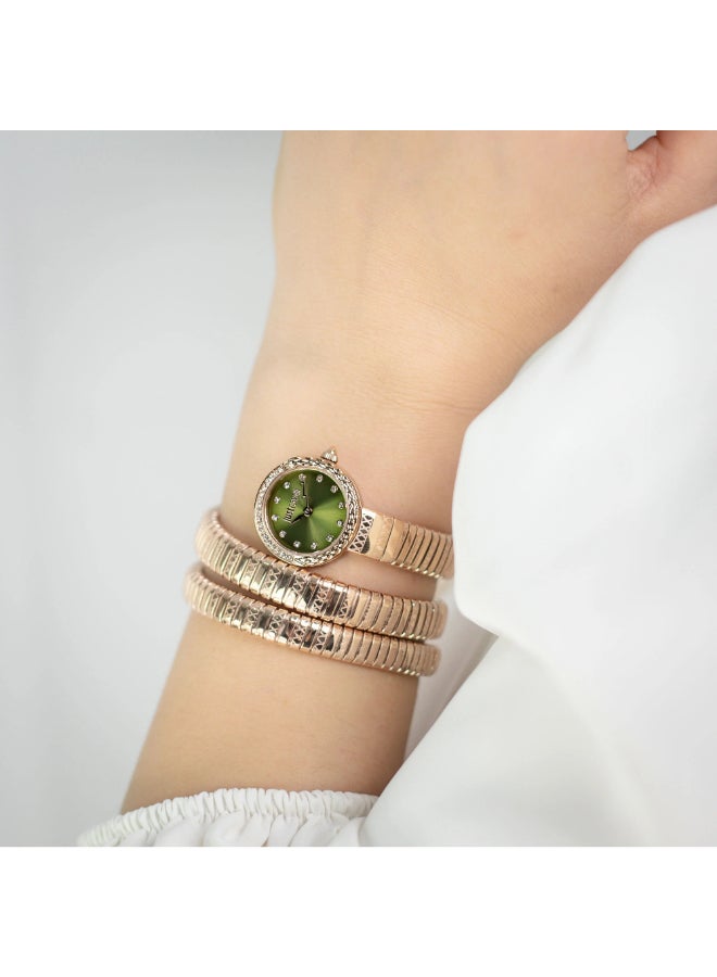 Just Cavalli ساعة كواتز نسائية من جاست كافالي بتصميم ثعبان ذهبي أخضر - JC1L302M0045 - Image 4