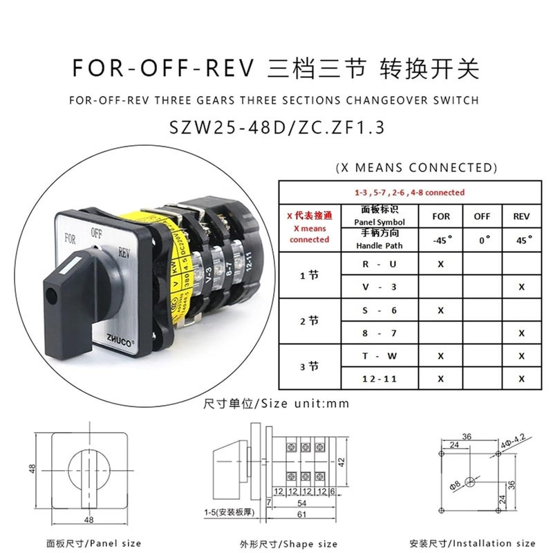 SZW25 48D ZC ZF1 3 25A 3 موضع مفتاح كام للحمامة آلة فرم اللحم وآلة التدخين - Image 3